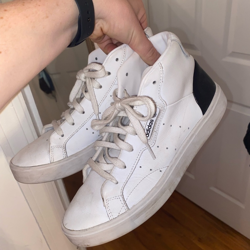 High top adidas sneakers